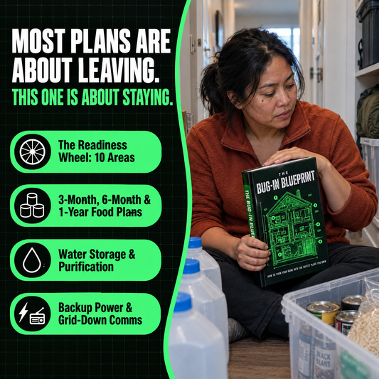 The Bug-In Blueprint: The Readiness Wheel's 10 areas, food plans, water storage, backup power and grid-down comms